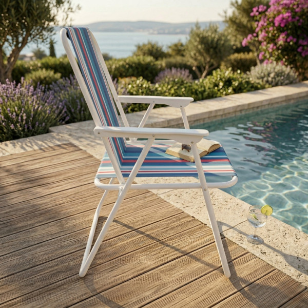 Сгъваем плажен стол на райета, 43x46x75 см – Многоцветен 4