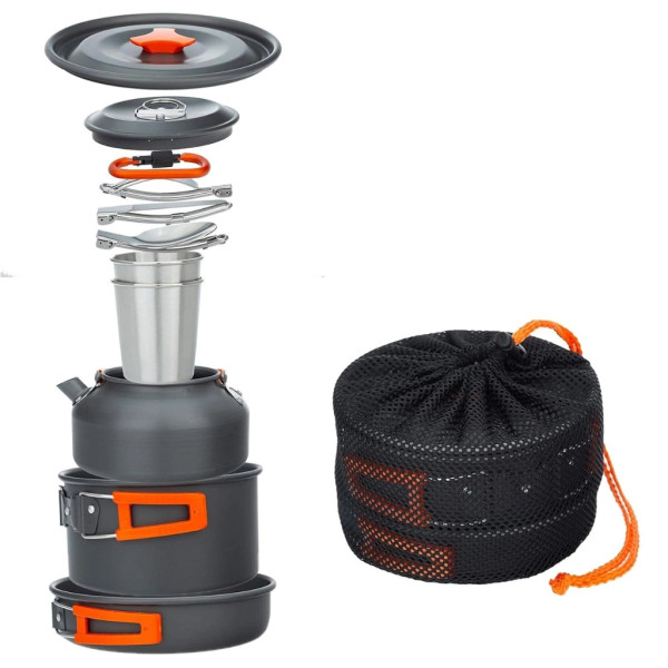 Къмпинг комплект за готвене XXL от 15 части – Пълен сет от анодиран алуминий 13