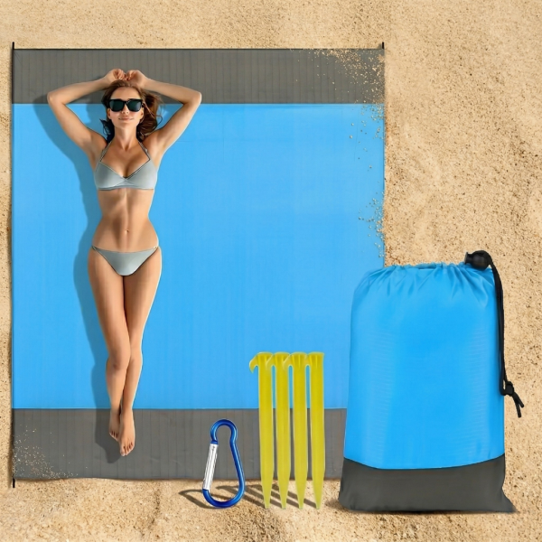 Голямо водоустойчиво плажно одеяло - Постелка за пикник подходяща за цялото семейство, 210 x 200 см 2