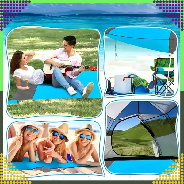 Голямо водоустойчиво плажно одеяло - Постелка за пикник подходяща за цялото семейство, 210 x 200 см 4
