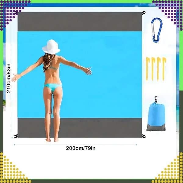 Голямо водоустойчиво плажно одеяло - Постелка за пикник подходяща за цялото семейство, 210 x 200 см 5