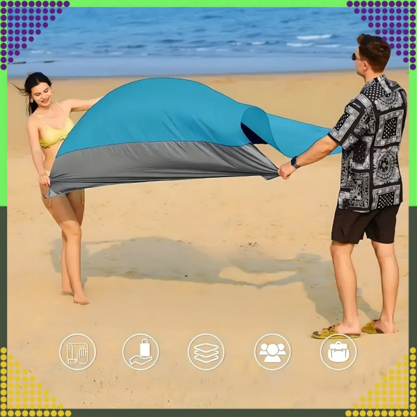 Голямо водоустойчиво плажно одеяло - Постелка за пикник подходяща за цялото семейство, 210 x 200 см 8