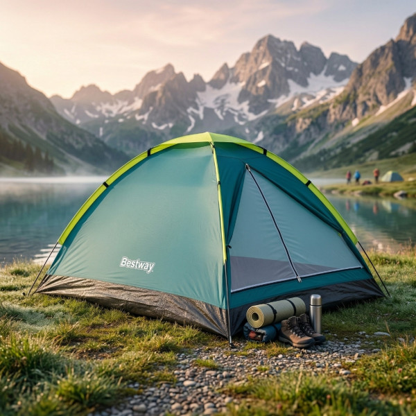 Двуместна лека къмпинг палатка с комарник и чанта за пренасяне, 205x145x100см 2