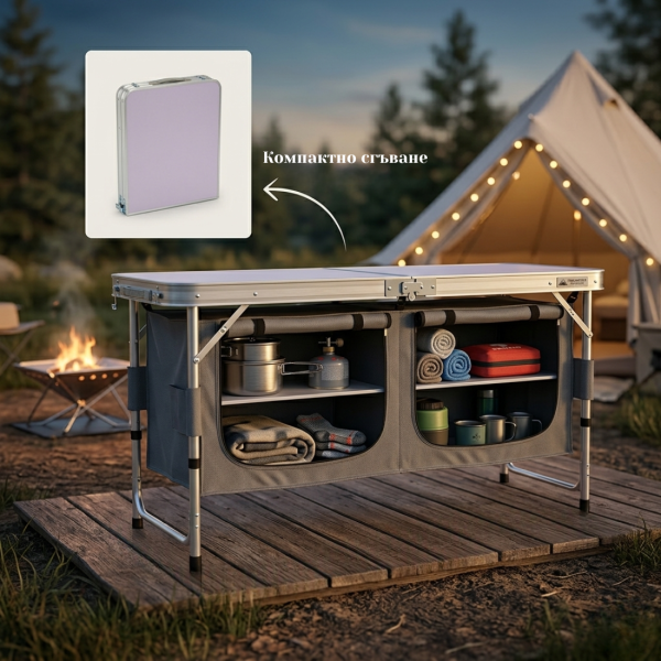 Сгъваем къмпинг шкаф – компактен, здрав и идеален за перфектен ред на открито 2