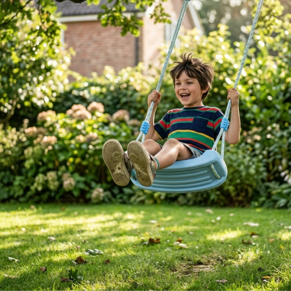 Детска градинска синя люлка – здрава, безопасна и регулируема до 75 кг