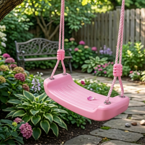 Детска градинска розова люлка – здрава, безопасна и регулируема до 75 кг 1