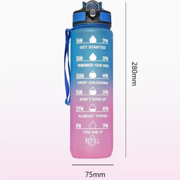 Мотивираща бутилка с мерителна скала 1L – контролирай дневния си прием на вода 7