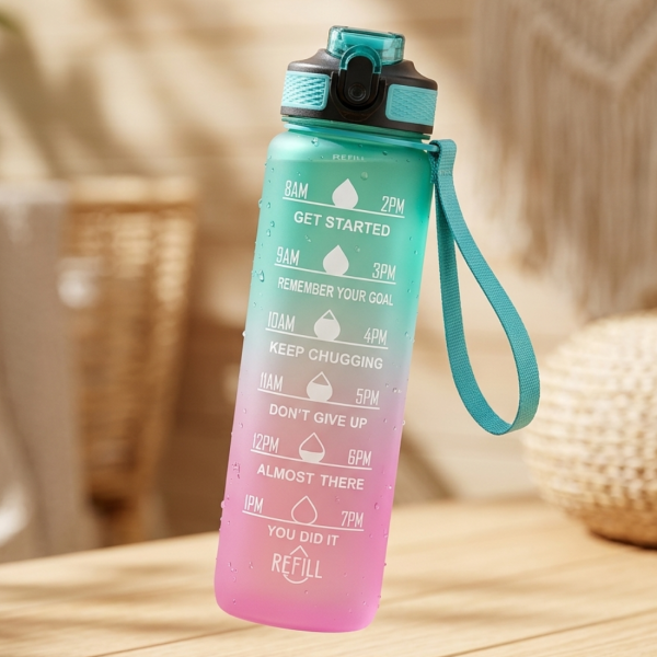 Мотивираща бутилка с мерителна скала 1L – контролирай дневния си прием на вода 1