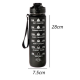 Черна мотивираща бутилка за вода 1L с почасова скала – пий вода навреме 6