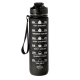Черна мотивираща бутилка за вода 1L с почасова скала – пий вода навреме 4