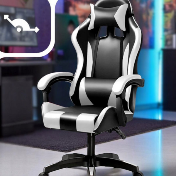 Ергономичен офис и геймърски бял стол – Максимален комфорт за гърба и врата, регулируем