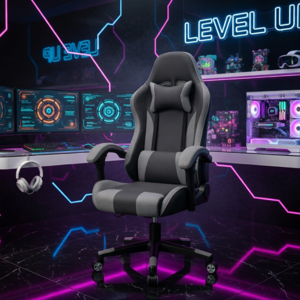 Ергономичен офис и геймърски сив стол – Максимален комфорт за гърба и врата, регулируем 2