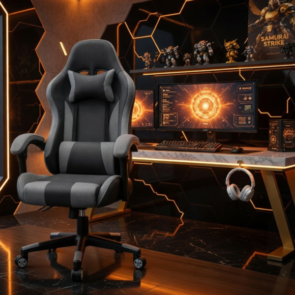 Ергономичен офис и геймърски сив стол – Максимален комфорт за гърба и врата, регулируем 5