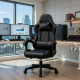 Ергономичен офис и геймърски черен стол – Максимален комфорт за гърба и врата, регулируем 6