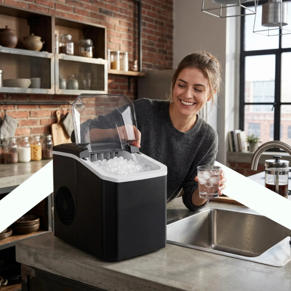 Ледогенератор с дисплей и авто почистване 12 кг/ден – експресен лед за напитки