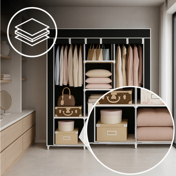 Сгъваем текстилен гардероб XXL 170x170x45 см – просторен, здрав и практичен 6