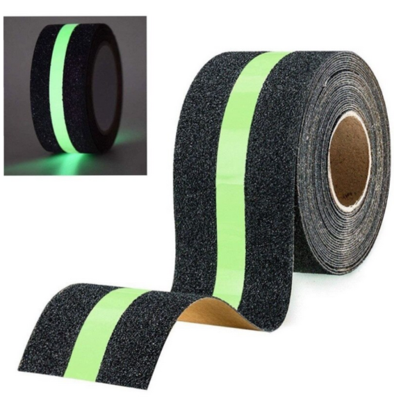 Противоплъзгаща флуоресцентна лента 5 м x 5 см – светеща в тъмното, максимална безопасност 9