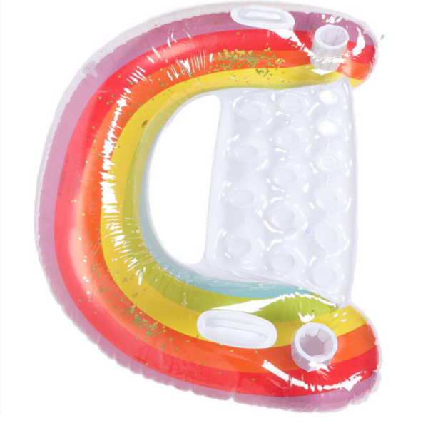 Надуваем матрак дъга 115x70 см с поставки за чаши – стилен и удобен за басейн и летен релакс 6