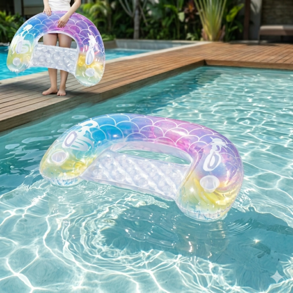 Надуваем матрак русалка 115x70 см с поставки за чаши – стилен и удобен за басейн и летен релакс
