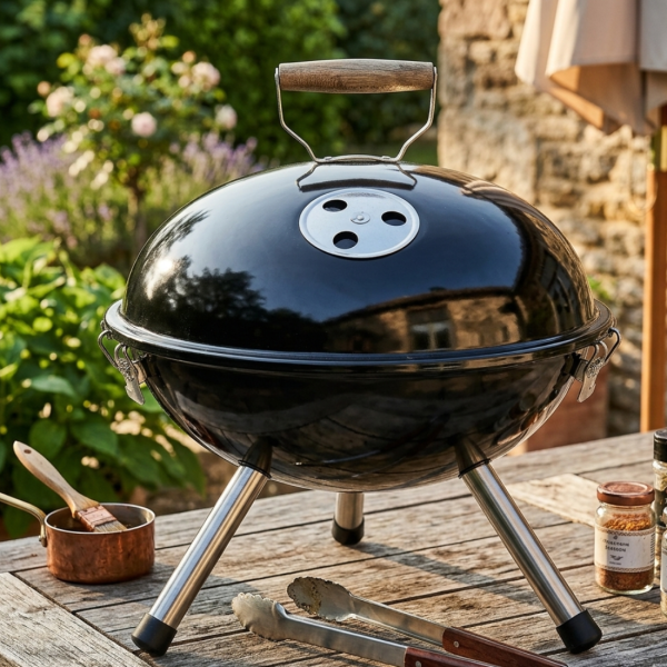 Туристическо барбекю на въглища с кълбовидна форма 37.5 x 45.5 см – компактно и преносимо за градина и къмпинг 1