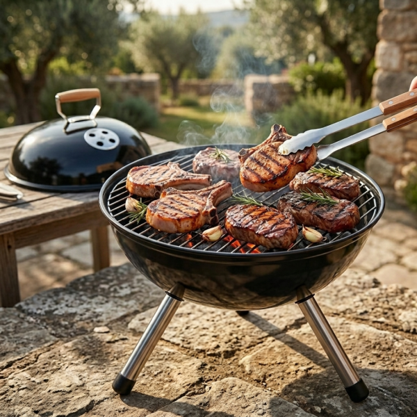 Туристическо барбекю на въглища с кълбовидна форма 37.5 x 45.5 см – компактно и преносимо за градина и къмпинг