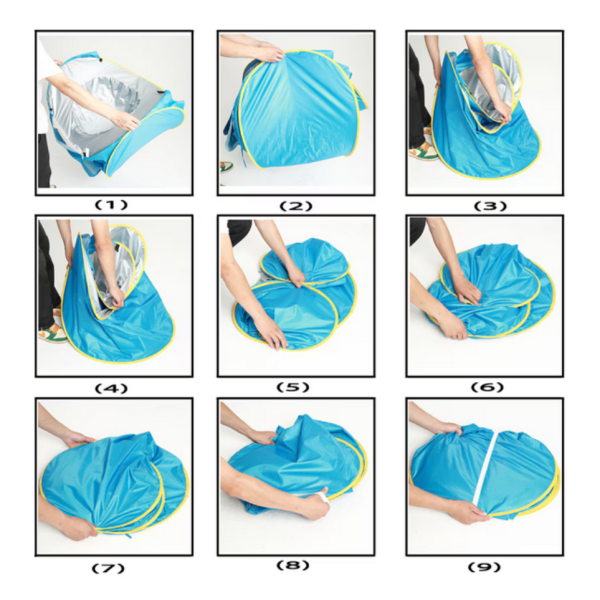 Саморазгъваща плажна палатка с детски басейн 2в1 – UV защита, водоустойчива и преносима, идеална за плаж и градина 10