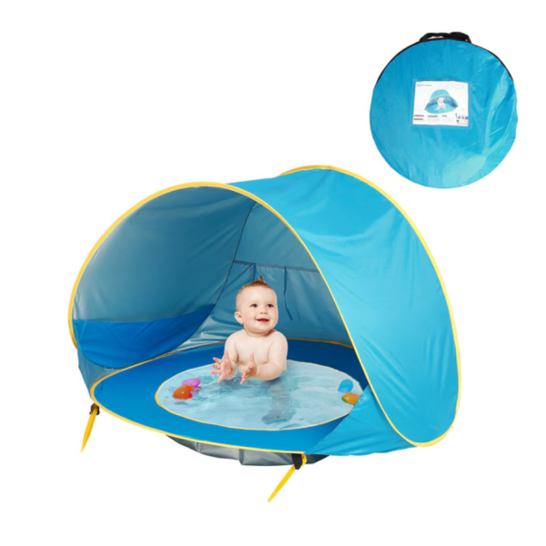 Саморазгъваща плажна палатка с детски басейн 2в1 – UV защита, водоустойчива и преносима, идеална за плаж и градина