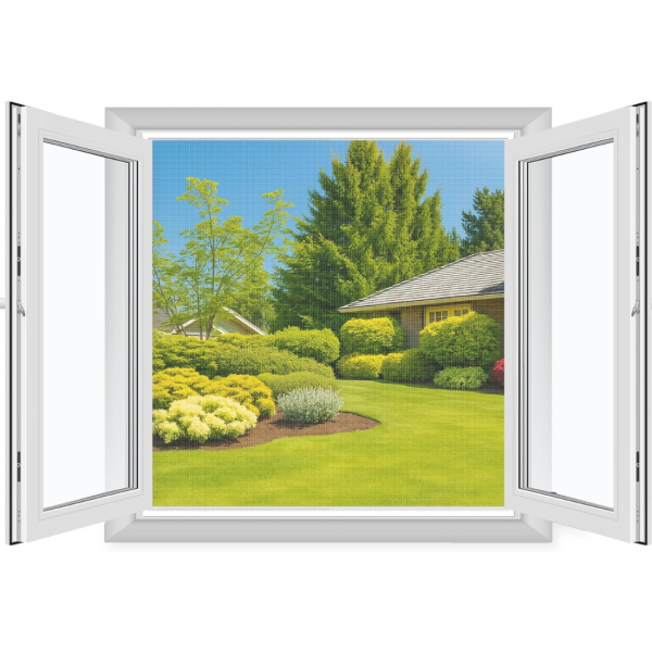 UV Устойчива мрежа против комари за прозорец 150x180 см – Бяла, лесен монтаж с велкро