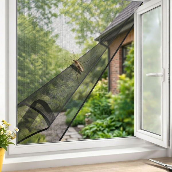UV Устойчива мрежа против комари за прозорец 150x180 см – Бяла, лесен монтаж с велкро 7