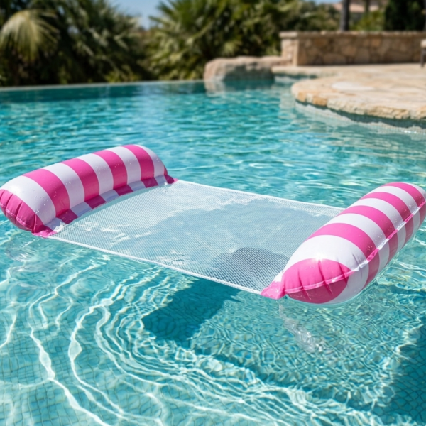 Надуваем шезлонг с водна мрежа 120x70 см – Розов, комфорт и охлаждане във водата