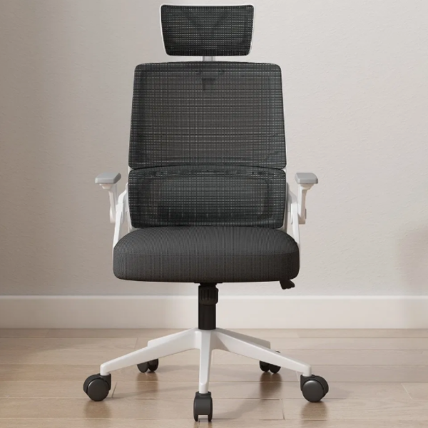 Ергономичен офис стол с лумбална опора – Бял, до 250 кг, регулируем 5