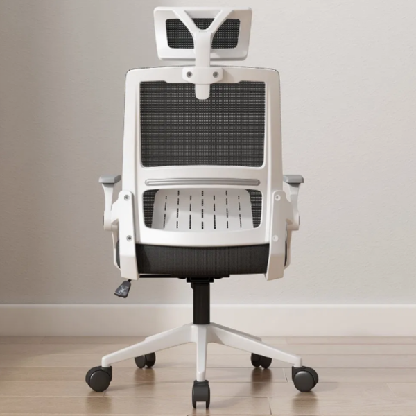 Ергономичен офис стол с лумбална опора – Бял, до 250 кг, регулируем 2