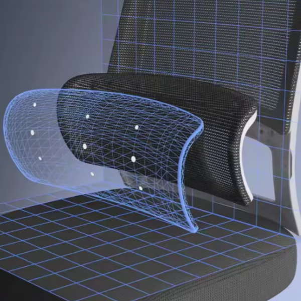 Ергономичен офис стол с лумбална опора – Черен, до 250 кг, регулируем 3