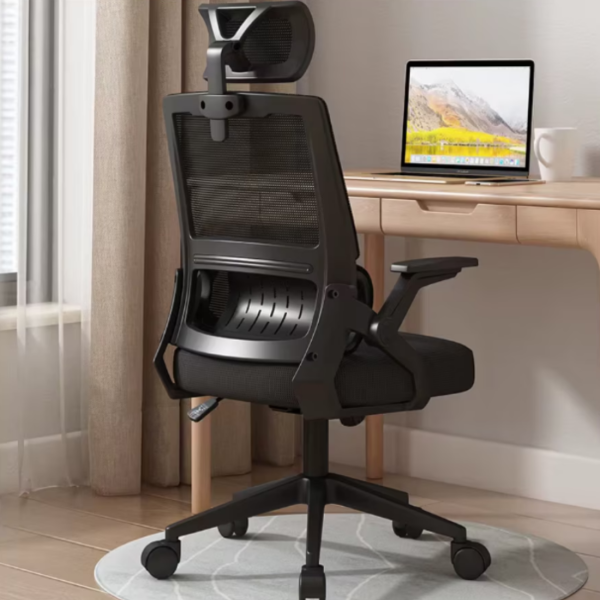 Ергономичен офис стол с лумбална опора – Черен, до 250 кг, регулируем