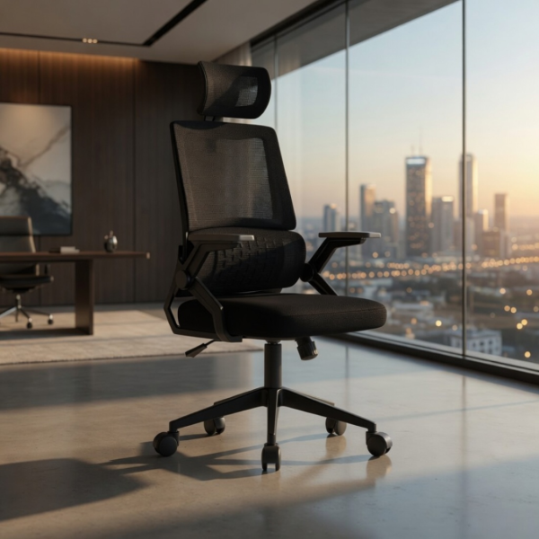 Ергономичен офис стол с лумбална опора – Черен, до 250 кг, регулируем 5