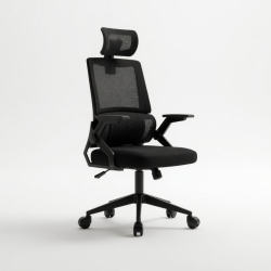 Ергономичен офис стол с лумбална опора – Черен, до 250 кг, регулируем