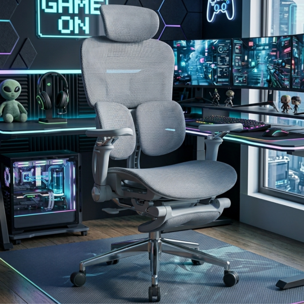 Ергономичен геймърски стол до 240 кг с 6D подлакътници и наклон 135° – максимален комфорт и стабилност