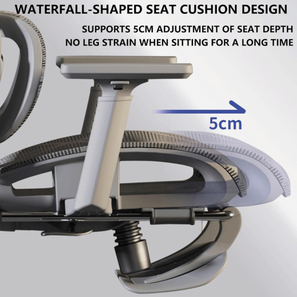 Ергономичен черен офис стол с 3D лумбална опора и наклон 145° – максимален комфорт за работа и гейминг 6