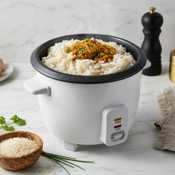 Компактна оризоварка 0.6L – Перфектен ориз всеки път, 300W, Автоматично поддържане на топлина