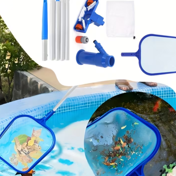 Комплект за почистване на басейн с прахосмукачка – Телескопичен прът и водно налягане