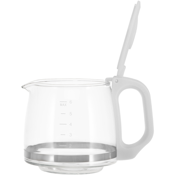 Компактна бяла кафеварка 600W – 0.6L, поддържане на топлина и антикапкова система 7