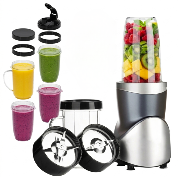 Мощен блендер за смутита с пълен комплект чаши и бутилки - BPA Free, импулсен режим 1