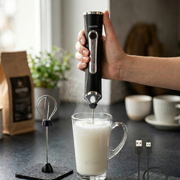 Акумулаторен разпенител за мляко и миксер 2 в 1 – мощен, безжичен, 3 скорости 3