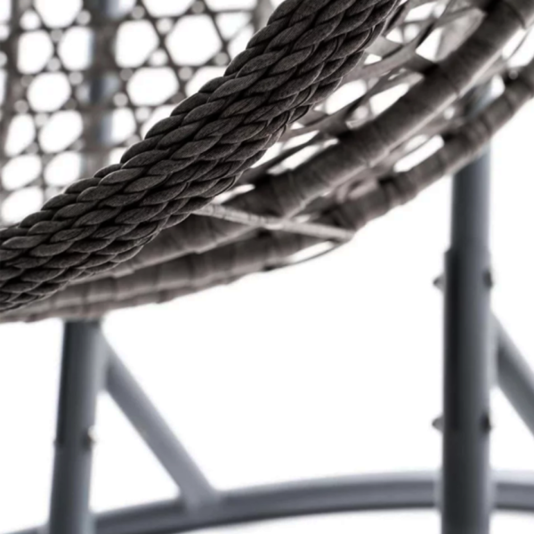 Двойна висяща ратанова люлка тип пашкул с метална рамка и възглавница – стил и комфорт до 200 кг 7