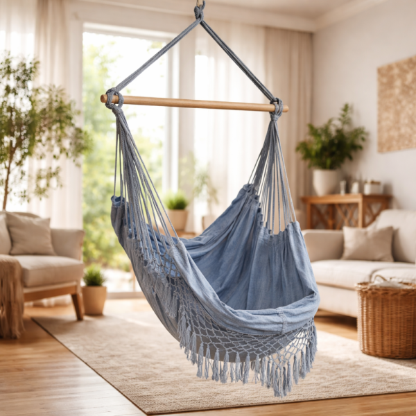 Люлка хамак в Бразилски Бохо стил - удобно място за релакс, цвят сив 2