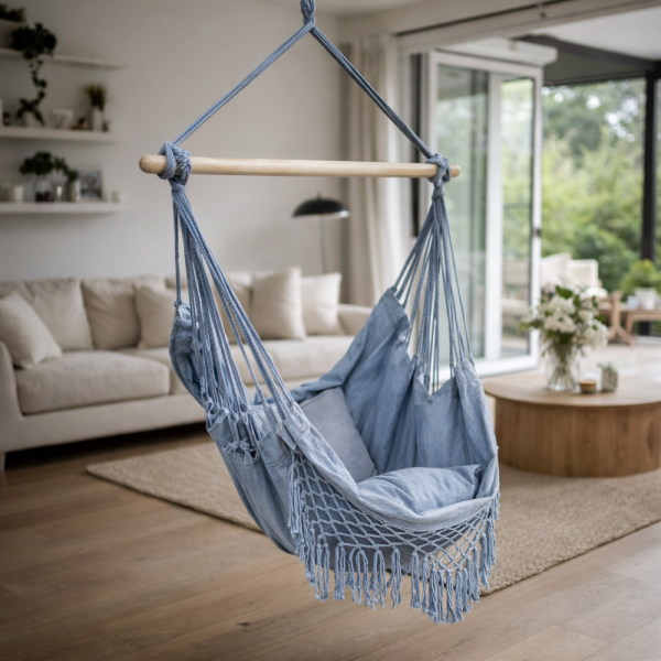 Люлка хамак в Бразилски Бохо стил - удобно място за релакс, цвят сив 4
