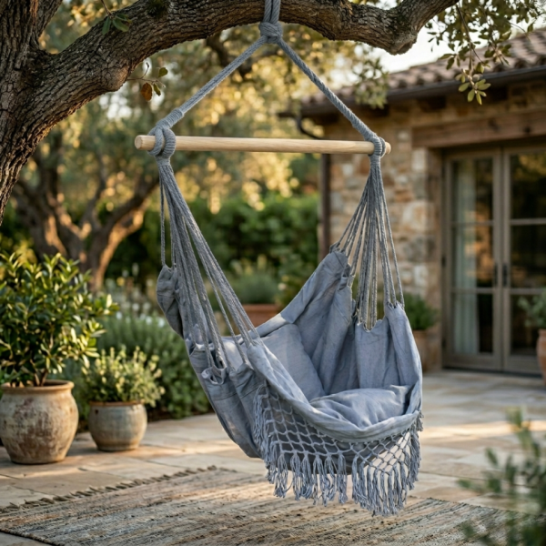 Люлка хамак в Бразилски Бохо стил - удобно място за релакс, цвят сив 6