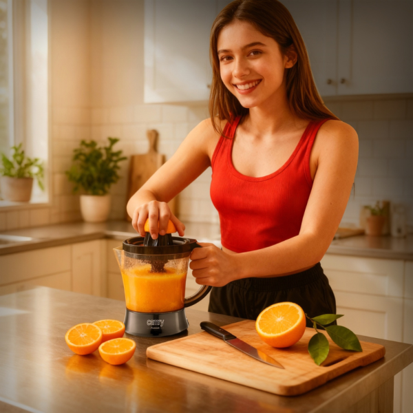 Електрическа сокоизстисквачка за цитруси 40W с 1L капацитет и контрол на пулпата