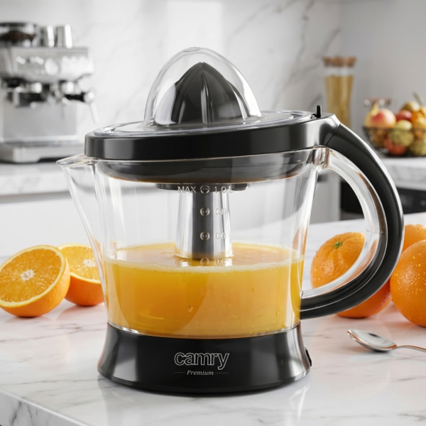 Електрическа сокоизстисквачка за цитруси 40W с 1L капацитет и контрол на пулпата
