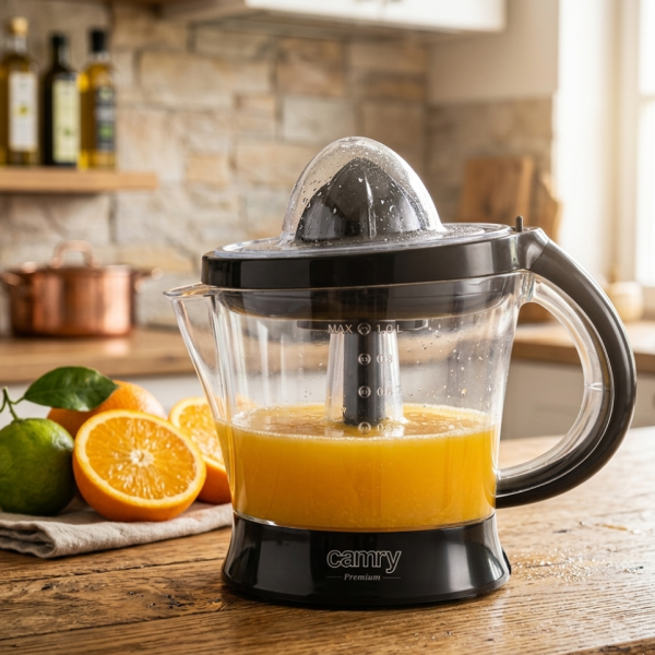 Електрическа сокоизстисквачка за цитруси 40W с 1L капацитет и контрол на пулпата